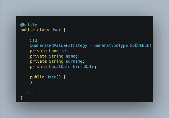 Spring Database Entity