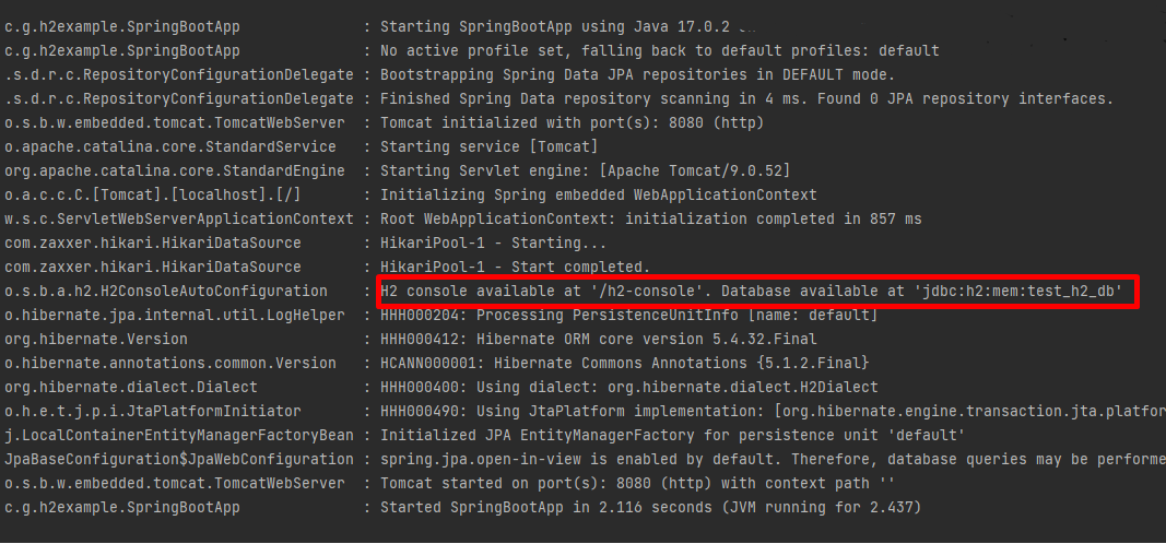 H2 Spring Boot Configuration Home